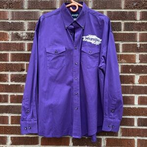 Wrangler Men’s XL Rodeo Embroidered Purple Button Shirt